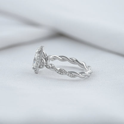 Oval Cut Accent Diamond Twisted Halo Ring Ring