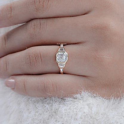 5 Stone Bezel Set Lab Diamond Engagement Ring