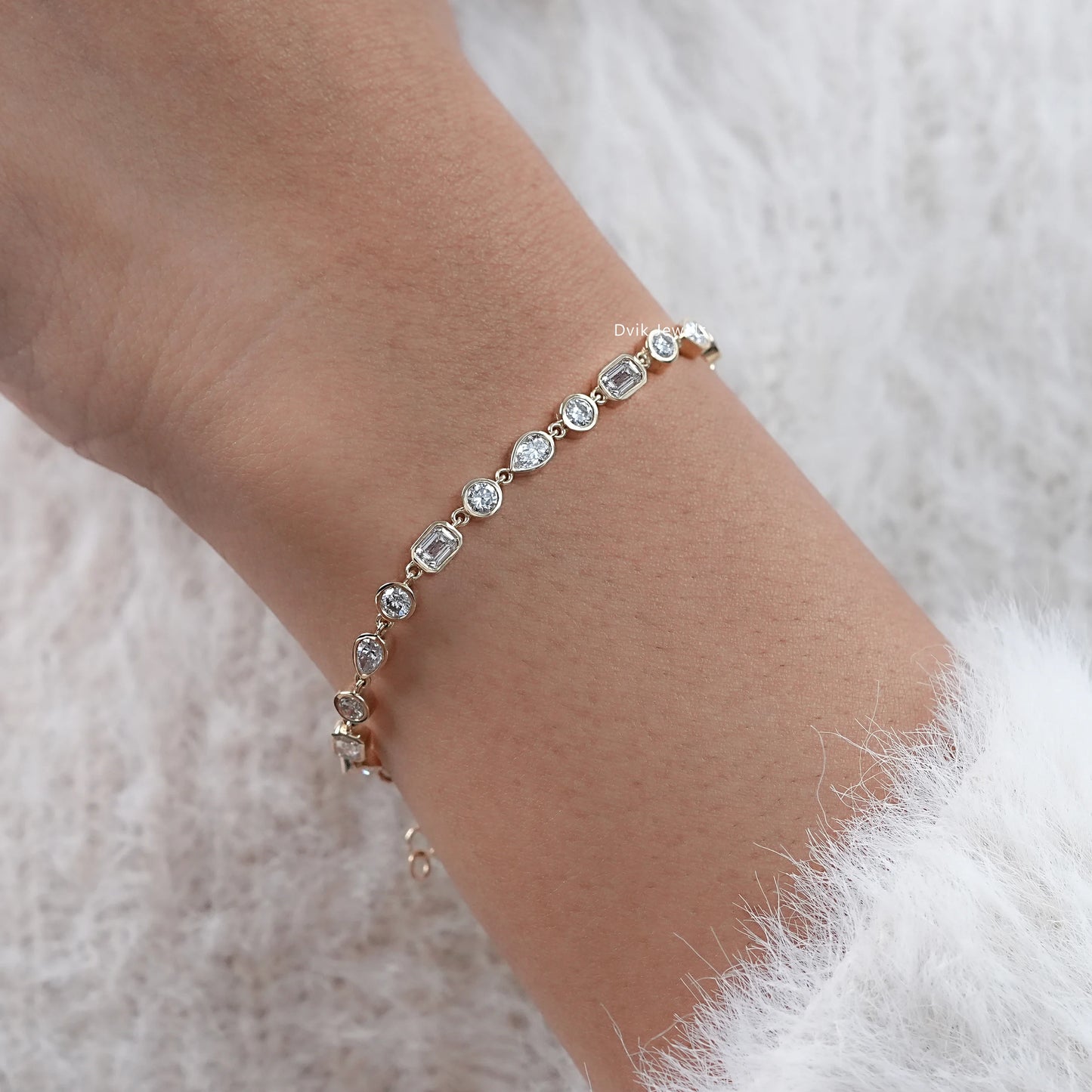 Multi Shape Bezel Set Lab Grown Diamond Bracelet