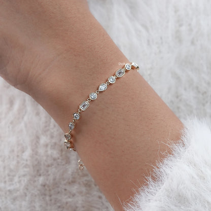 Multi Shape Bezel Set Lab Grown Diamond Bracelet