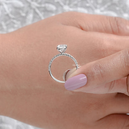 Lab Diamond Cushion Cut Solitaire Accent Ring