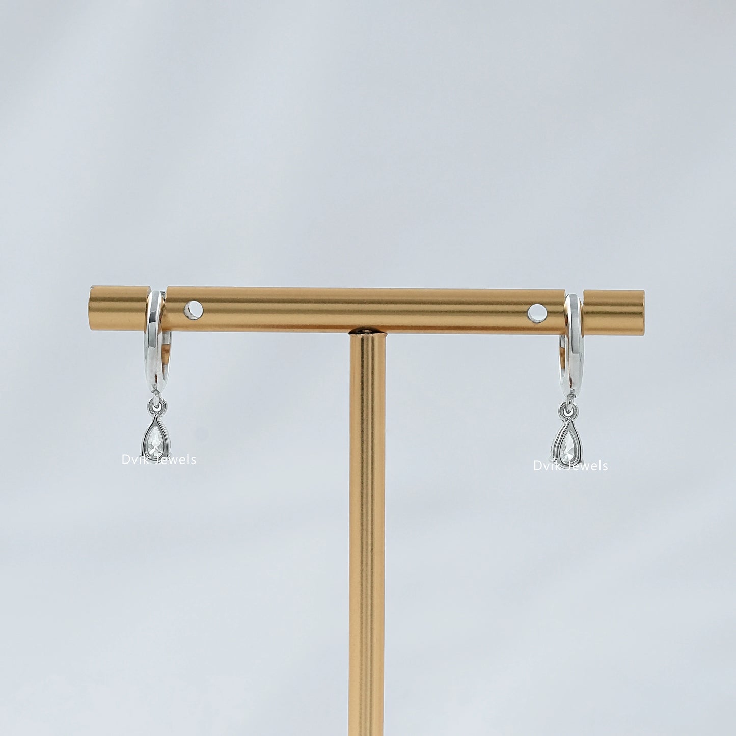 Pear Lab Diamond Dangle Hoop Earrings