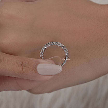 Round Lab Diamond Half Eternity Band Band