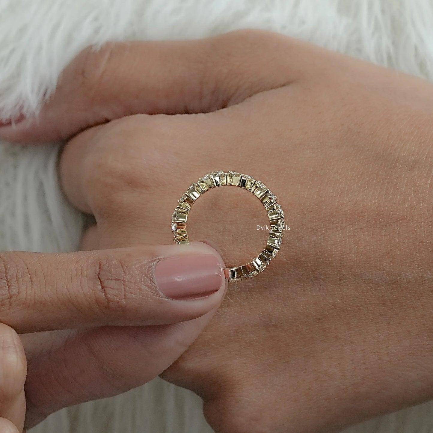 Half Moon & Round Cut Lab Diamond Eternity Band