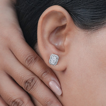 Lab Grown Radiant Cut Diamond Halo Stud