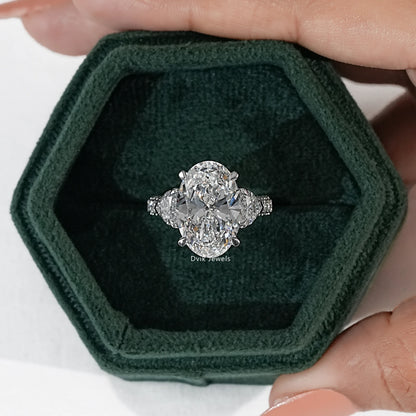Pave Set Lab Diamond Oval Engagement Ring Ring