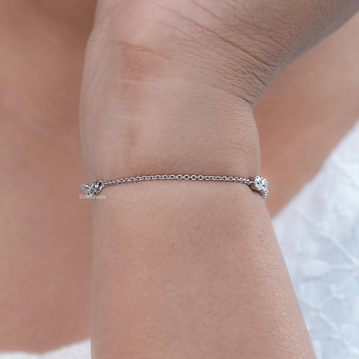 Round Lab Grown Diamond Chain Bracelet