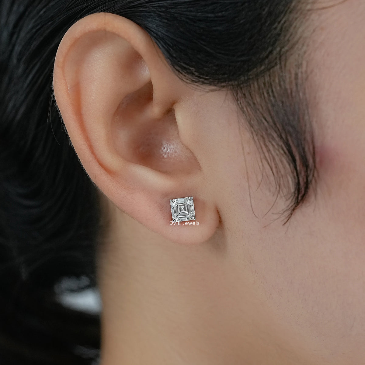 Asscher  Lab Grown Diamond Stud Earring