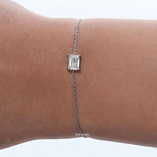 1.00 Carat Emerald Cut Diamond Solitaire Bracelet