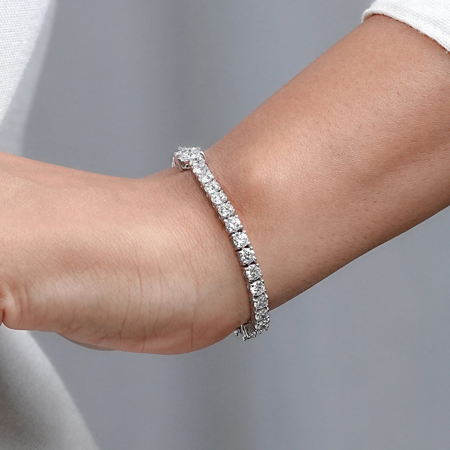 Heart And Round Lab Diamond Tennis Bracelet