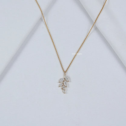 Marquise Cut Lab Diamond Leaf Style Necklace