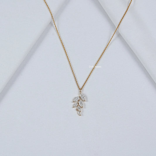 Marquise Cut Lab Diamond Leaf Style Necklace