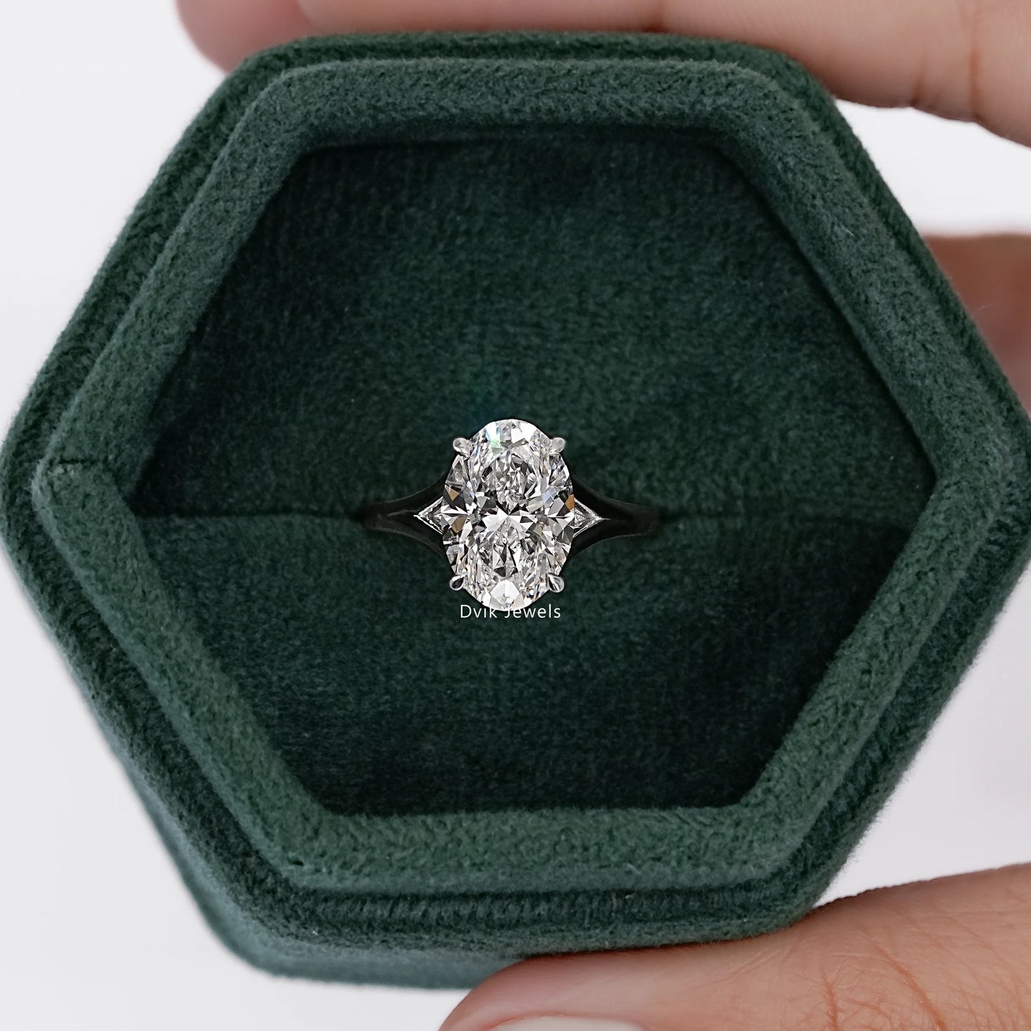 Lab Grown Oval Diamond Split Shank Solitaire Ring
