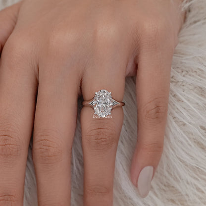 Lab Grown Oval Diamond Split Shank Solitaire Ring