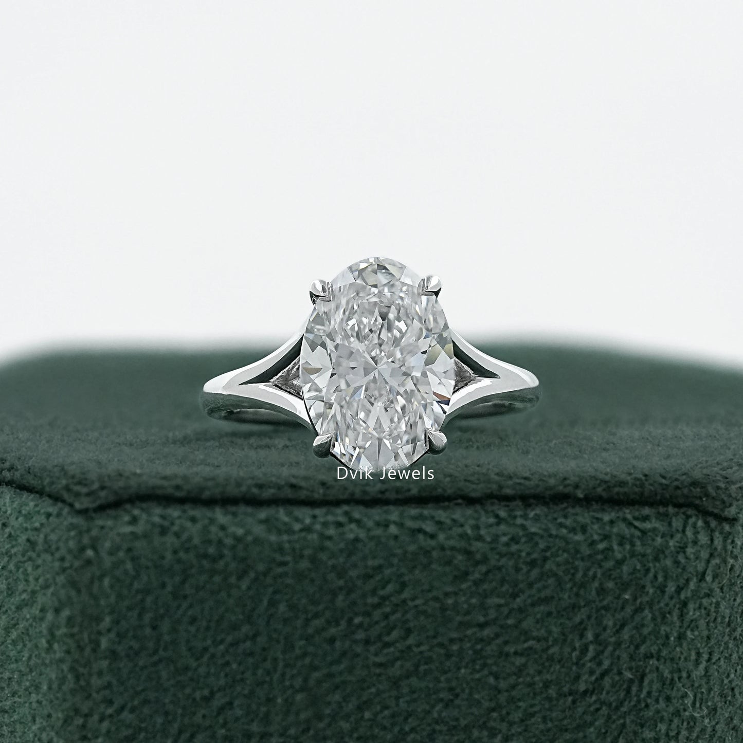 Lab Grown Oval Diamond Split Shank Solitaire Ring