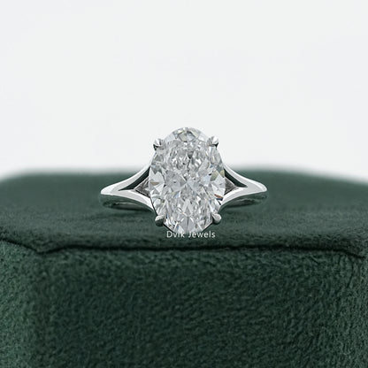 Lab Grown Oval Diamond Split Shank Solitaire Ring