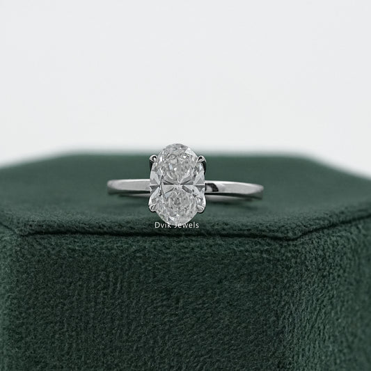 Lab Grown Oval Diamond Tulip Engagement Ring Ring