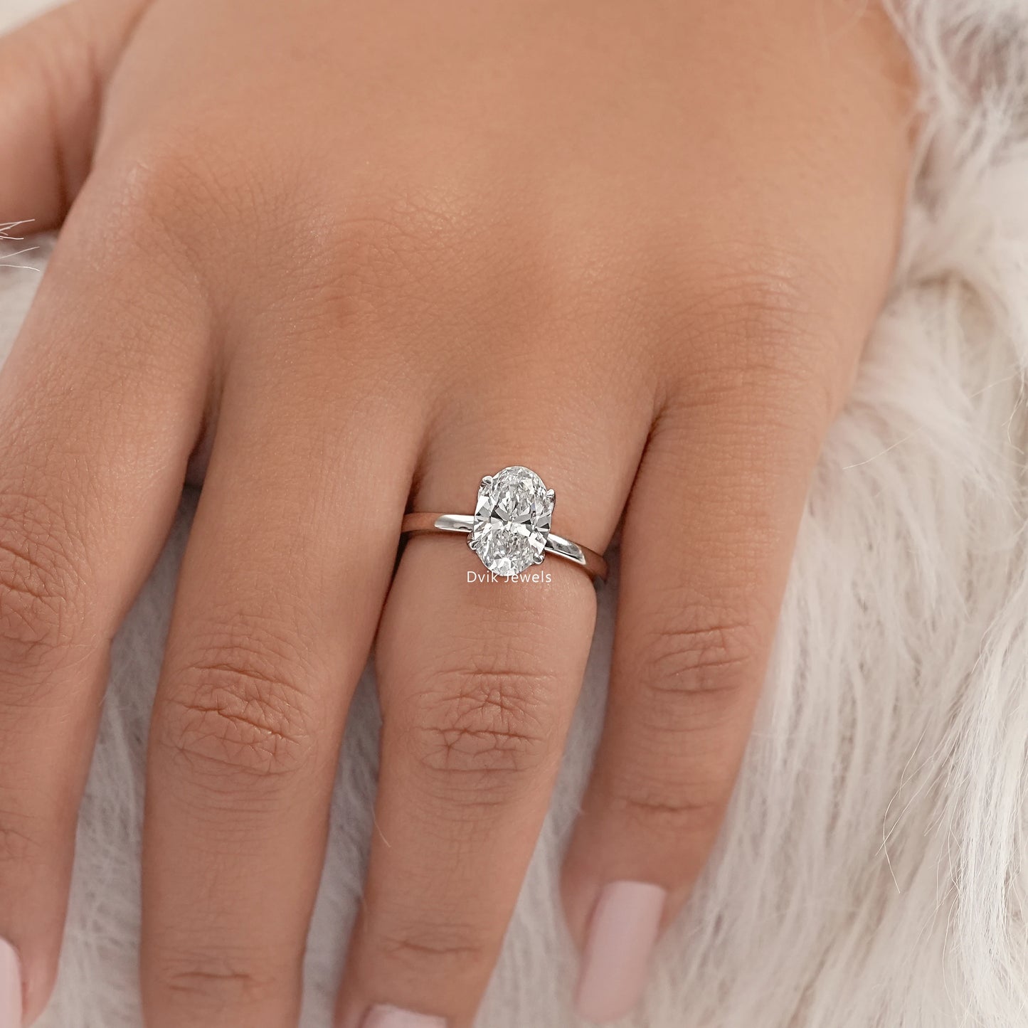Lab Grown Oval Diamond Tulip Engagement Ring