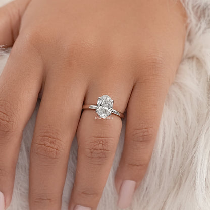 Lab Grown Oval Diamond Tulip Engagement Ring