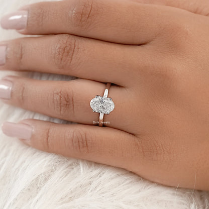 Lab Grown Oval Diamond Tulip Engagement Ring