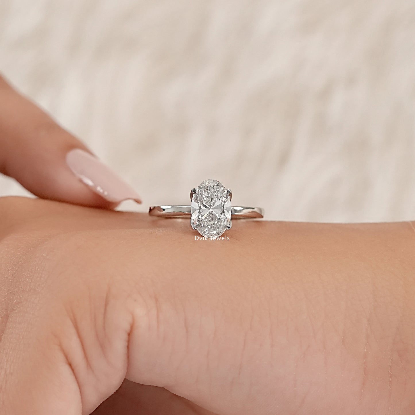 Lab Grown Oval Diamond Tulip Engagement Ring