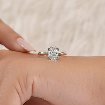 Lab Grown Oval Diamond Tulip Engagement Ring
