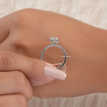 Lab Grown Oval Diamond Tulip Engagement Ring Ring