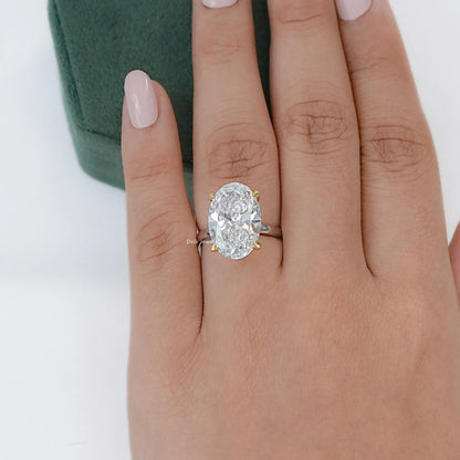 8 CT Oval Lab Diamond Hidden Halo Two Tone Ring