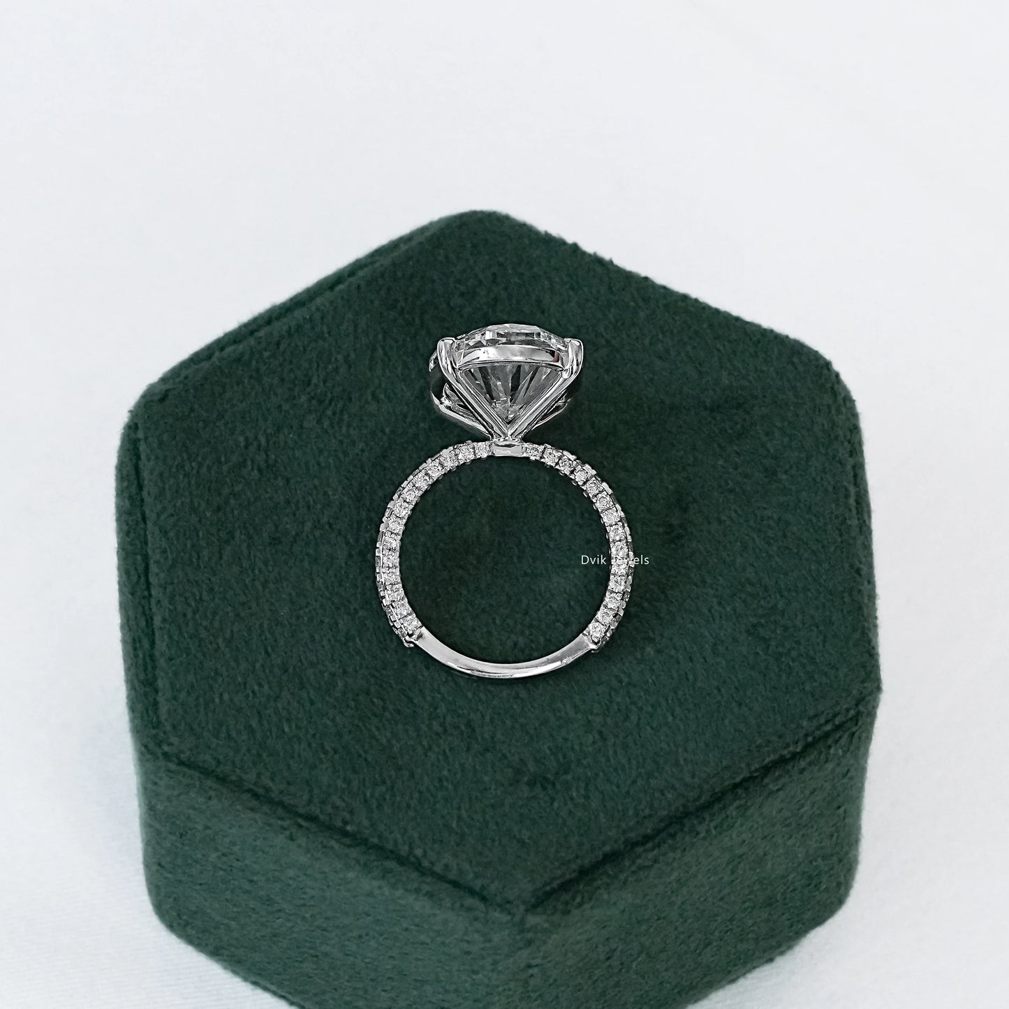 10 CT Oval Cut Lab Diamond Three Row Engagement Ring