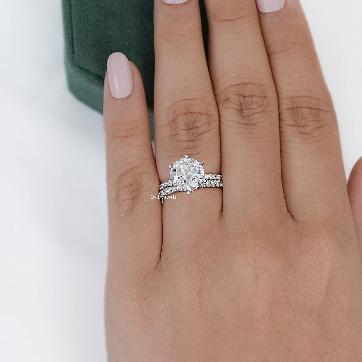3 CT Round Cut Lab Diamond Bridal Ring Set