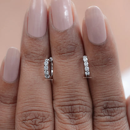 Lab Grown Round Diamond Huggie Hoop Earrings