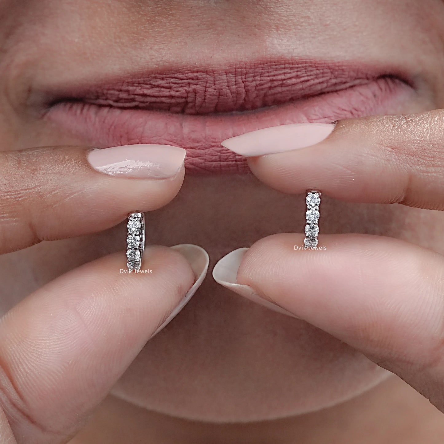 Lab Grown Round Diamond Huggie Hoop Earrings