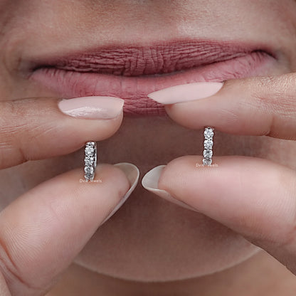 Lab Grown Round Diamond Huggie Hoop Earrings