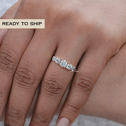 Round And Cushion Diamond Five Stone Ring