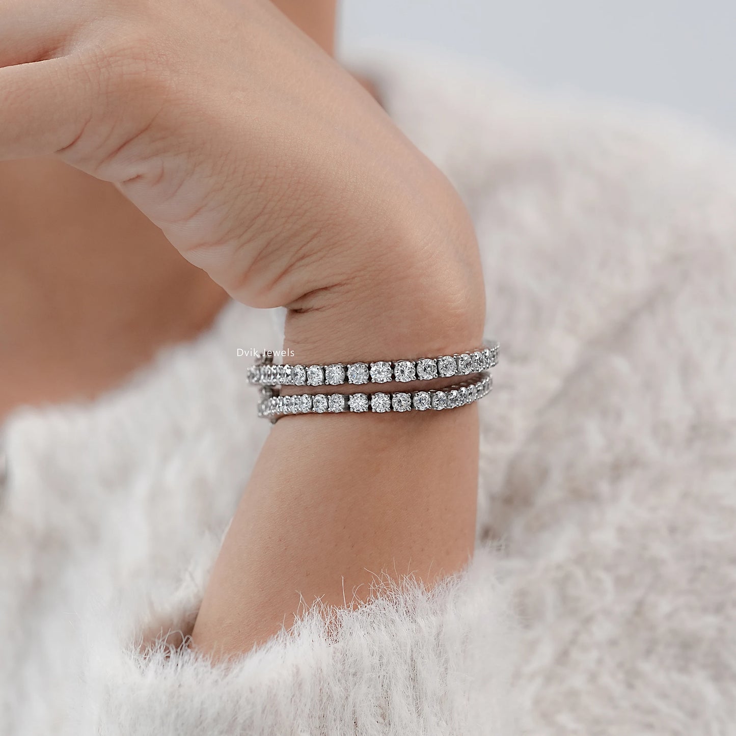 Brilliant Cut Round Lab Diamond Tennis Bracelet