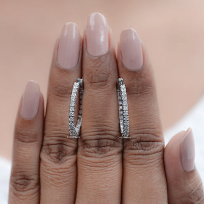 Round Cut Diamond Hoop Earrings