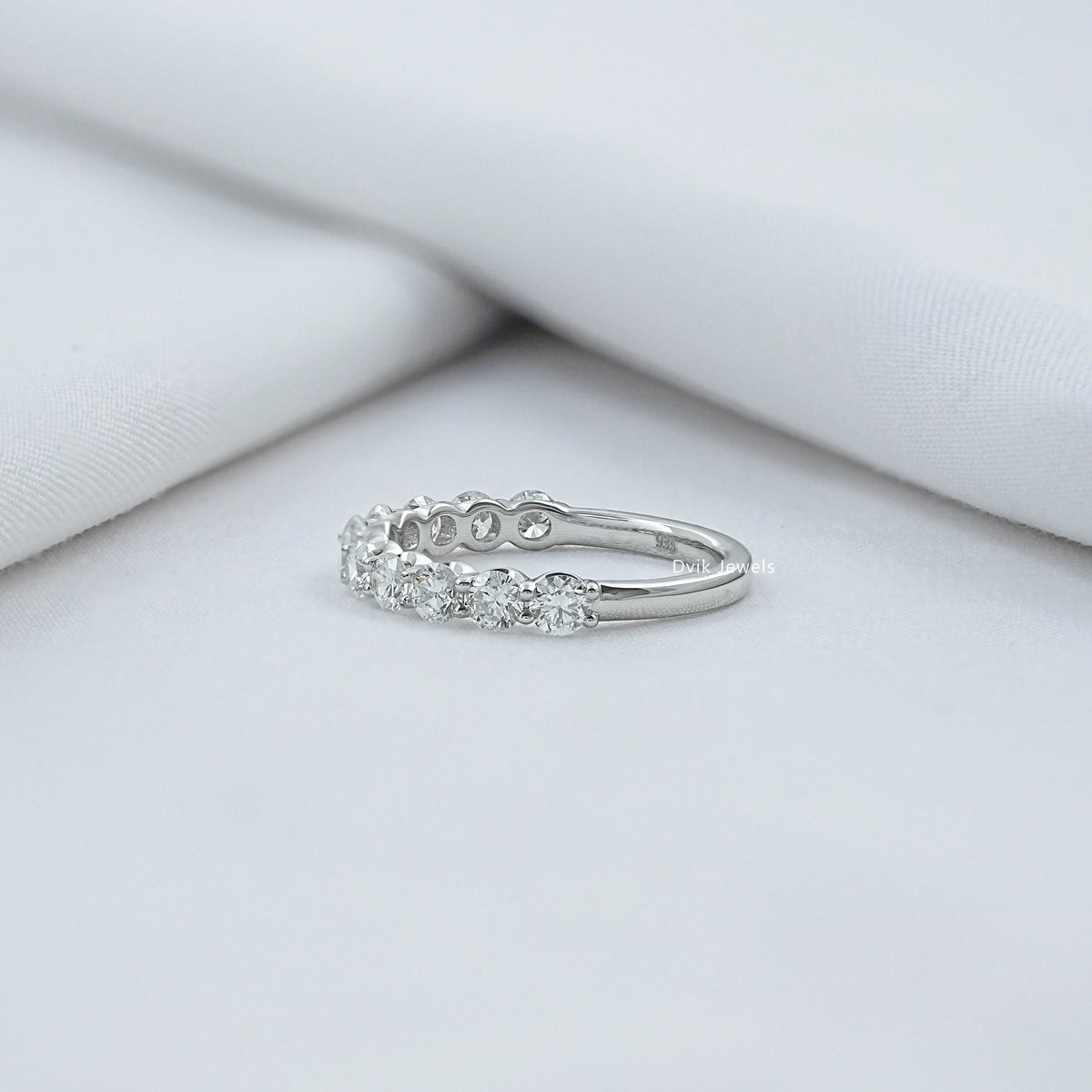 Round Lab Diamond Half Eternity Band Band