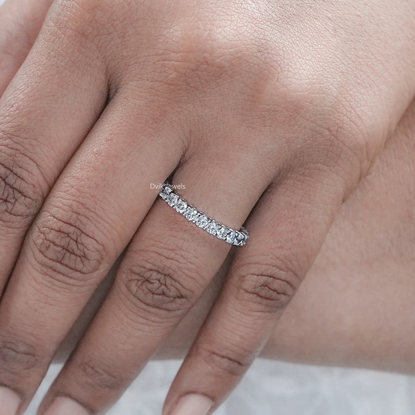 Round Lab Diamond Eternity Wedding Band