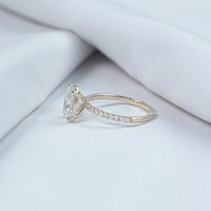 Oval Cut Lab Diamond Solitaire Accent Engagement Ring