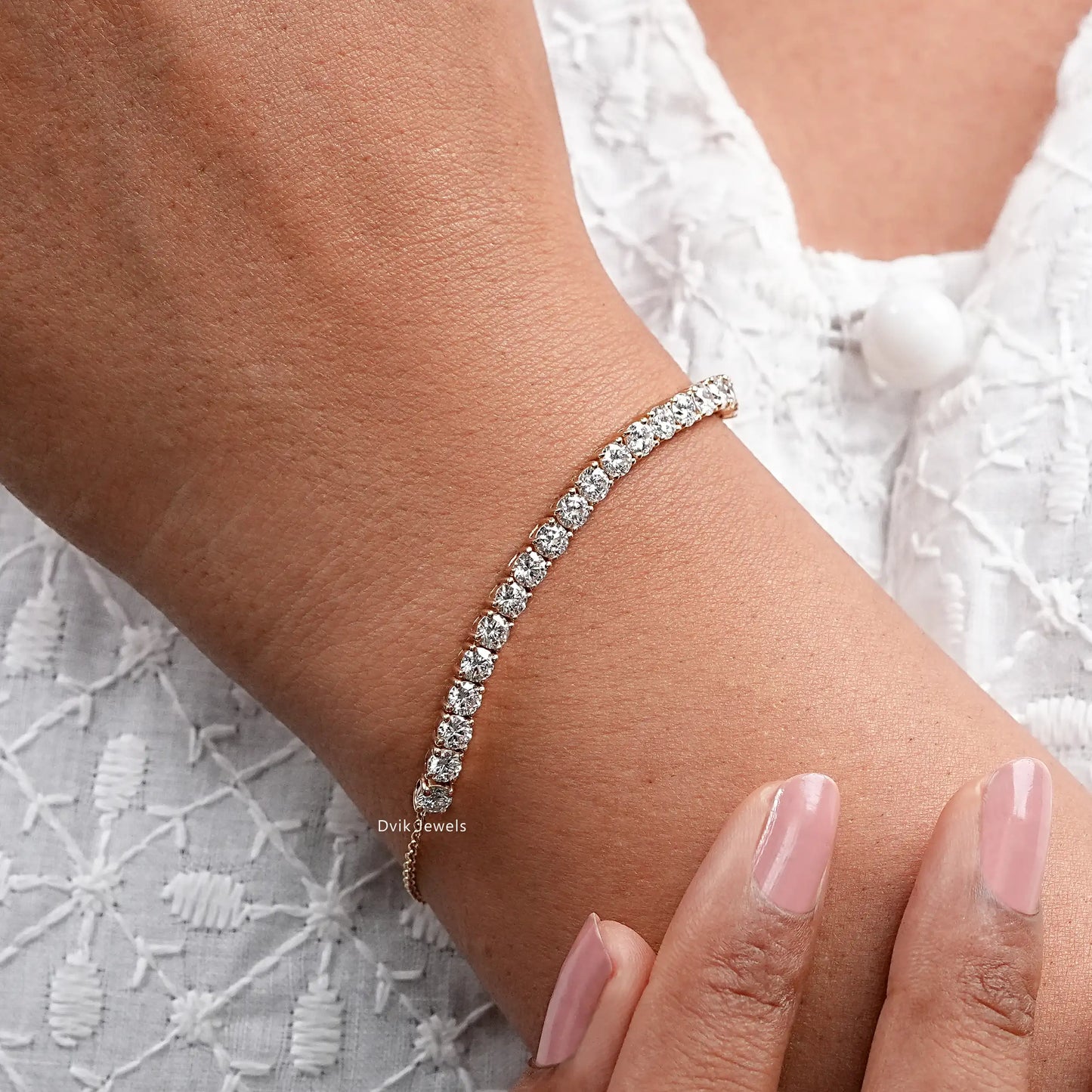 Round Lab Grown Diamond Chain Bracelet