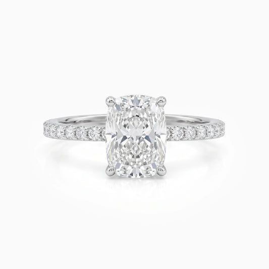 Lab Diamond Cushion Cut Solitaire Accent Ring