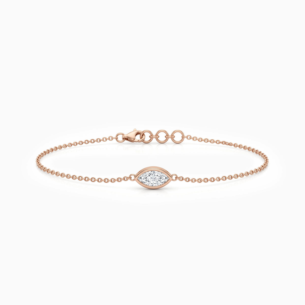 Lab Diamond Marquise Cut Bezel Set Chain Bracelet Bracelet