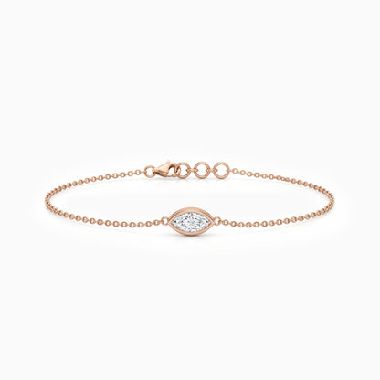 Lab Diamond Marquise Cut Bezel Set Chain Bracelet Bracelet