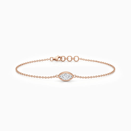Lab Diamond Marquise Cut Bezel Set Chain Bracelet Bracelet