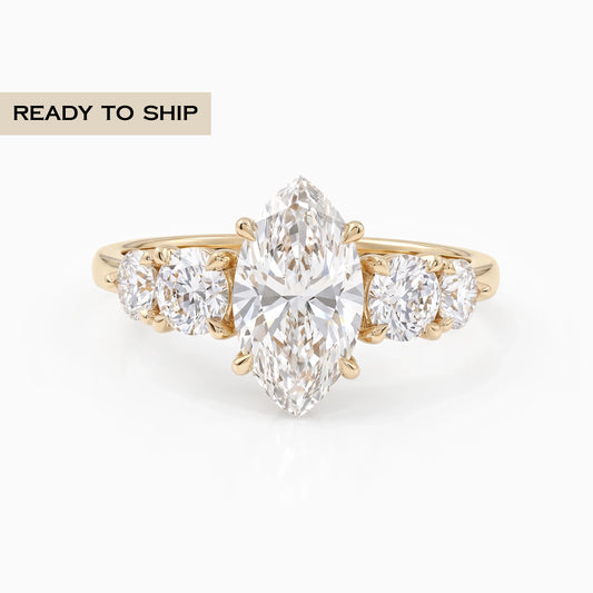 Lab Diamond Marquise Cut Five Stone Ring Ring