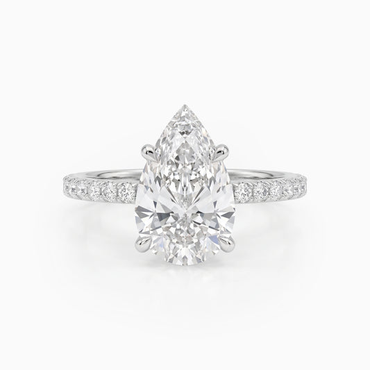 Lab Diamond Pear Cut Solitaire Accent Engagement Ring