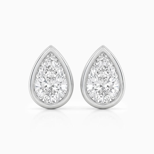 Lab Diamond Pear Shaped Bezel Set Stud Earrings