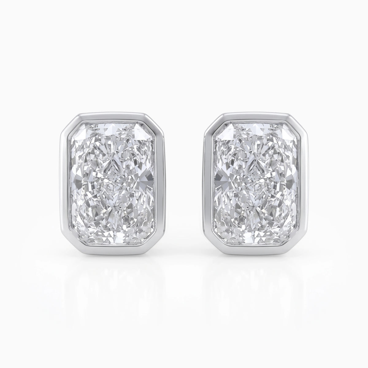 Lab Diamond Radiant Cut Bezel Set Stud Earrings Earrings