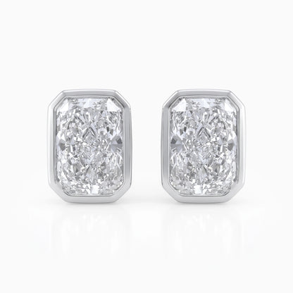 Lab Diamond Radiant Cut Bezel Set Stud Earrings Earrings