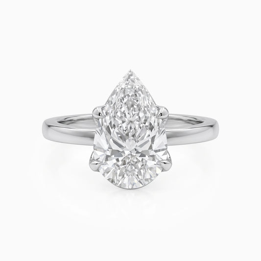 Lab Diamond Tulip Pear Solitaire Ring Ring
